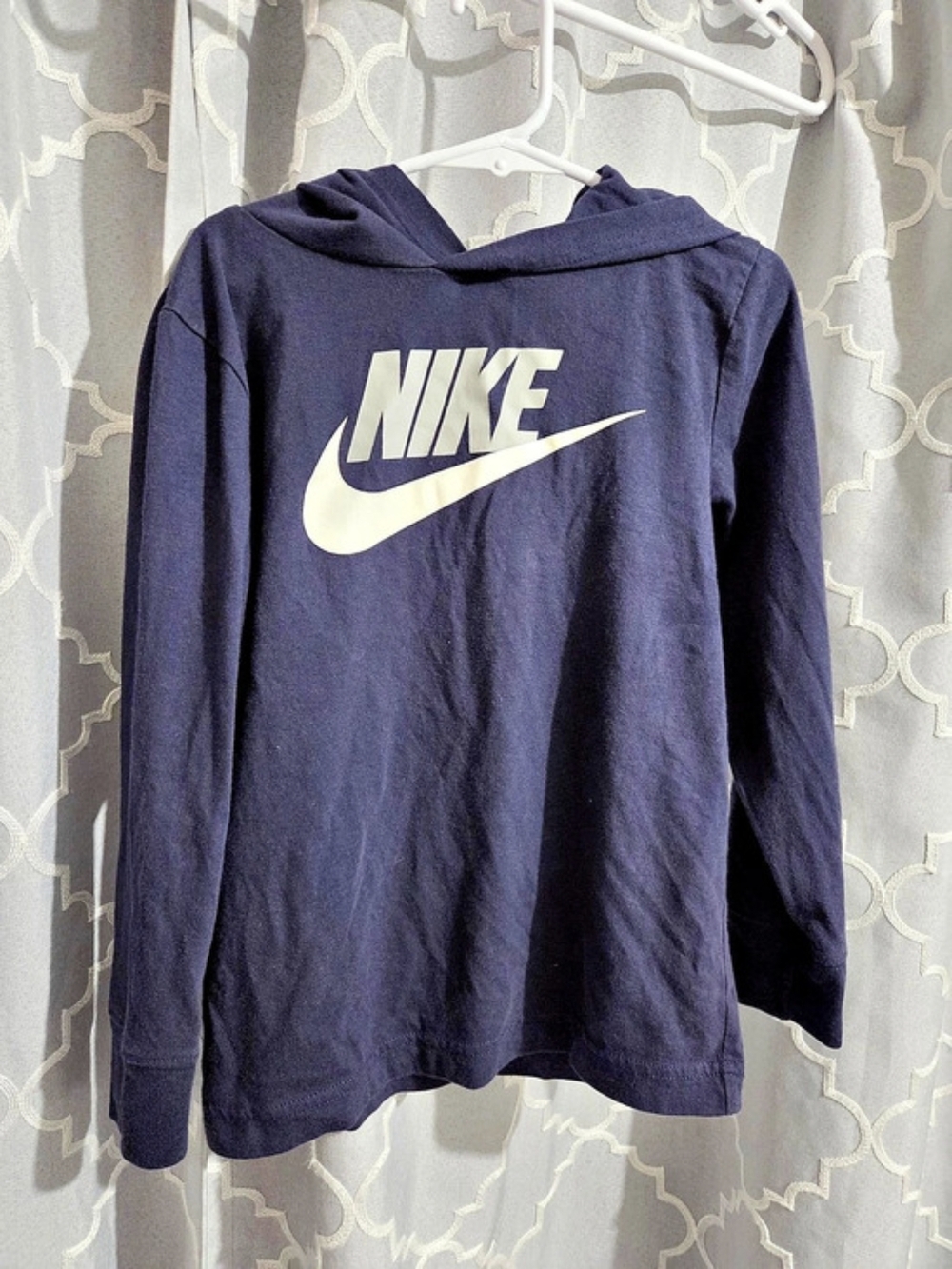 Nike Graphic Long Sleeve Hooded Tee Boys Medium Blue